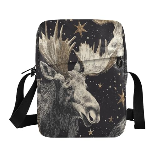 small messenger bag for men green crossbody bags for women Womens Casual Purses Adjustable Strap for Shopping Shopping- Glitter Moose Stars