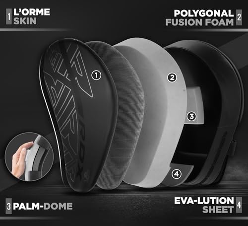 RDX Handpratzen Boxen MMA Kampfsport Training, Maya Hide Leder, Schwarz Boxpads Schlagpolster Kickboxen Boxpratzen, Handschlagpolster Trainerpratzen Boxing Pad, Schlagkissen Muay Thai Taekwondo Karate