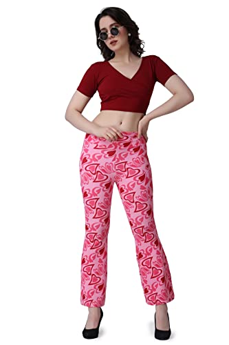 Image of POPWINGS Casual Marble Print Bell Bottom Trousers for Women || Flare Fit Women Trousers for Summer || Stylish Western Regular Fit Casual Bell Bottom Trousers for Women