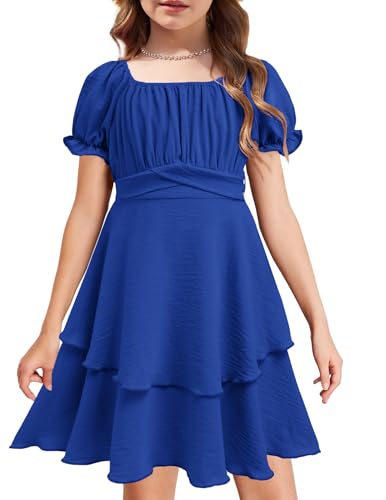 Arshiner Kleider für Mädchen Puffärmel Rüschenkleid Chiffon...