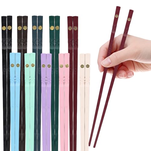 10 Paia Bacchette, Lavabili in Lavastoviglie con Motivo per Incisione, Bacchette Cinesi, Adatte per Pasta, Riso, Sushi, Set Regalo - immagine 3