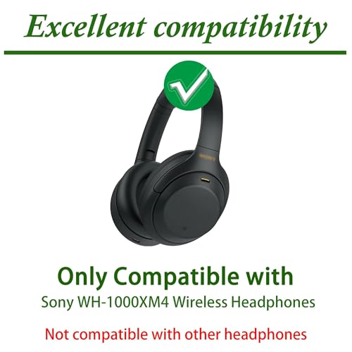 Repuesto de Almohadillas para Sony WH-1000XM4, Cojines de Cuero de Proteína con Espuma de Memoria, Almohadillas de Aislamiento de Ruido para Auriculares, Almohadillas Cómodas para Sony XM4 (Negro) miniatura 2