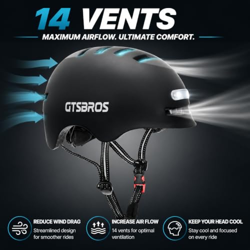GTSBROS Adult Bike Helmet with Light