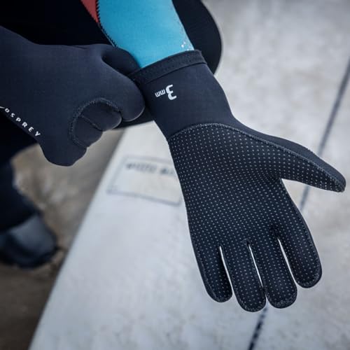Osprey Wetsuit Gloves, 3 mm Neoprene Surfing Diving Watersport Gloves, Black, X-Small, XS - Image 3