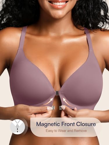 Image of Racerback Bras with Metal Magnetic Front Closure - S-XL Wireless for Women No Underwire Seamless Supportive Bralettes
