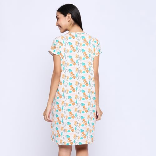 Image of CAMEY Printed Knee Length Nighty|Loungewear|Nightwear|Sleepwear|Home Wear Short Nighty for Women
