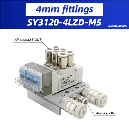 Électrovanne SY3120 vanne de commande pour vérin pneumatique M5 4mm - 3