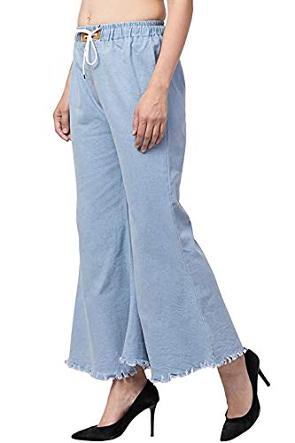 Image of Magic Women's & Girls Regular Fit Jeans Casual Denim Palazzo Style Side Desgin (Light