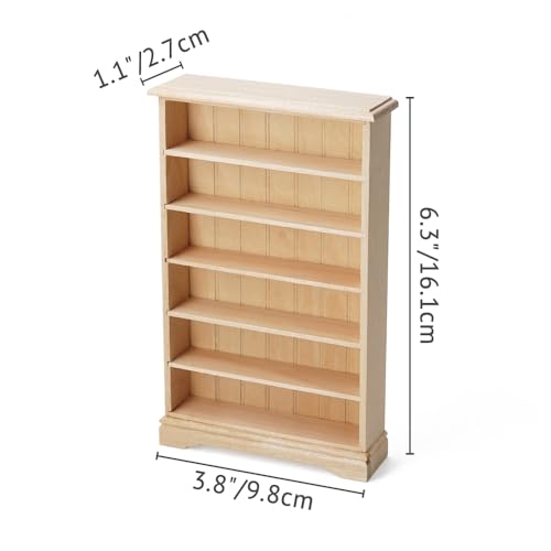 Odoria Dollhouse Bookcase Shelf Miniature: 1/12 Scale Bookshelf Modern Living Room - Mini Wall Shelv