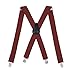 LADUDI 1.4 Inch Suspenders For Men Heavy Duty With Clips X-Back Elastic Adjustable Brace DM (Deep Red)