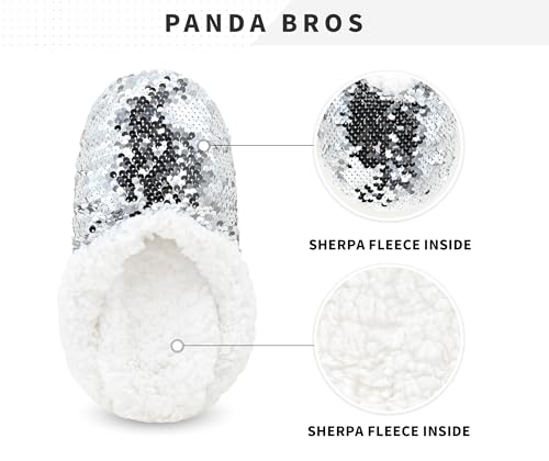 Image of Panda Bros Womens Ballerina Sequin Slippers, Bling House Slippers With Grippers