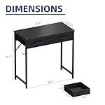 Pamray 32 Inch Small Computer Desk with 2 Drawers for Bedroom Study Writing Home Office Table for Small Spaces Black - Image 3
