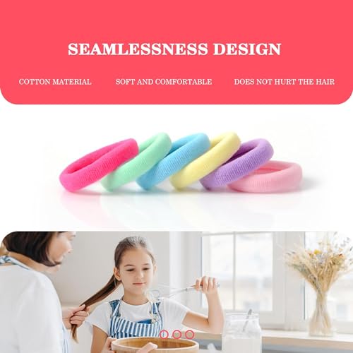 Image of Diversa 400Pcs Baby Hair Ties, High Stretch Seamless Hair Bands, Painless and Damage Free, Small Soft Elastic Cotton Toddler Hair Ties for Girls and Kids (Multicolor)
