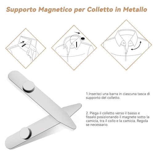 AOLVO kragenstäbchen metall, Edelstahl hemdhalter herren mit 3X stärkere Magnete als die meisten hemdkragen stütze, hemdspanner herren halter shirt collar stays for men Geschenkbox
