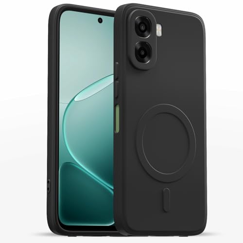 Image of Pikkme Back Cover for Oppo A6X 5G Soft Matte Silicone Mag-Safe Design (Mag-Safe Not Support) Camera Protection | Slim Fit Bumper Cover (Black)