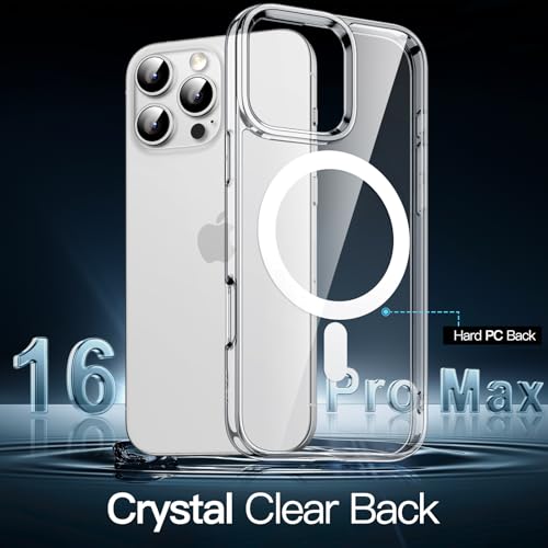Image of JETech Magnetic Cover Case for iPhone 16 Pro Max 6.9-Inch Compatible with MagSafe, Shockproof Phone Bumper Cover, Anti-Scratch Clear Back (Clear)
