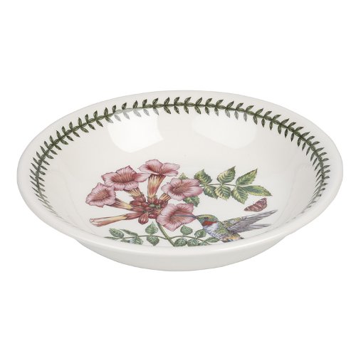 PortmeirionBotanic Garden Birds 8.5" Pasta Bowl, Ruby-Throated Hummingbird Motif with Laurel Rim - Microwave & Dishwasher Safe, Made in England - Mix & Match Tableware Collection for Gifting