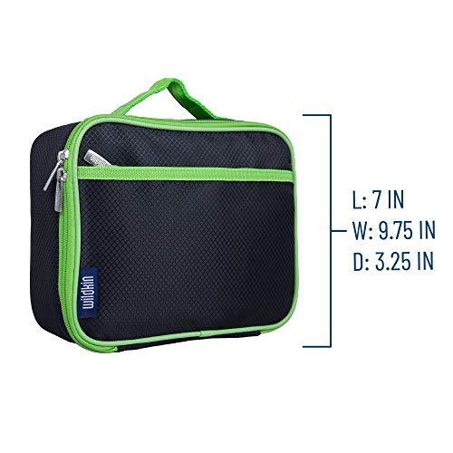 Wildkin Kids Insulated Lunch Box Bag For Boys & Girls, Reusable Kids Lunch Box Is Perfect For Elementary, Ideal For Packing Hot Or Cold Snacks For School & Travel Bento Bags (Rip-Stop Black/Green) #TOP4
