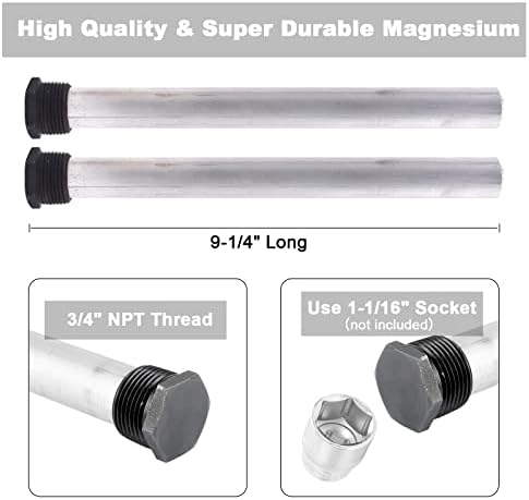 2 Pack RV Water Heater Anode Rod - 9.25" L x 3/4" NPT, Replacement Part for Suburban Water Heater 232767 — view 2