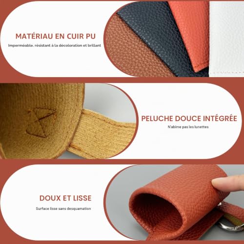 CiShow Lot de 4 étuis à lunettes souples pour lunettes de soleil, étui à lunettes en cuir PU, étui à lunettes de protection, étui à lunettes de lecture portable pour lunettes de lecture myope, poches – vue 3