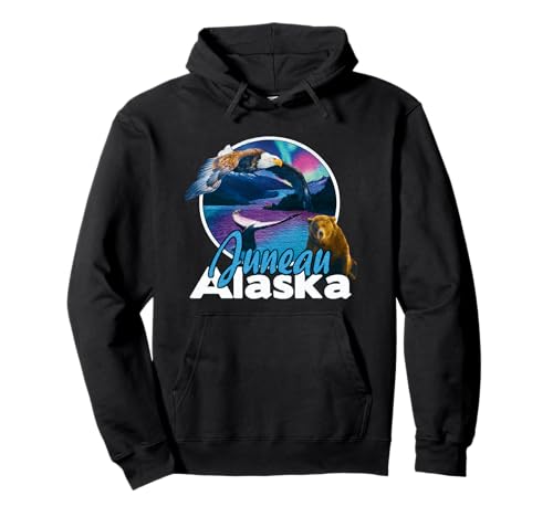 Juneau Alaska Aurora Borealis Eagle Bear Whale Souvenir Pullover Hoodie -  Alaska Souvenir Gifts by PLOLDS, CDF1CRD54R6