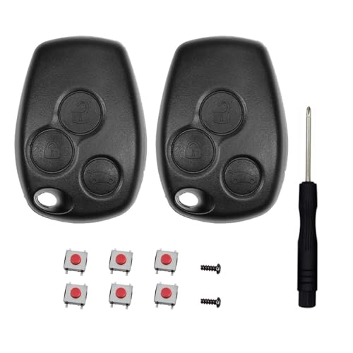 SLshiBo 2 Pièces Boitier de clé Renault 2 Boutons Coque Clé Télécommande Compatible avec Renault Kangoo Modus Clio Master Trafic Twingo Switch Dacia und...
