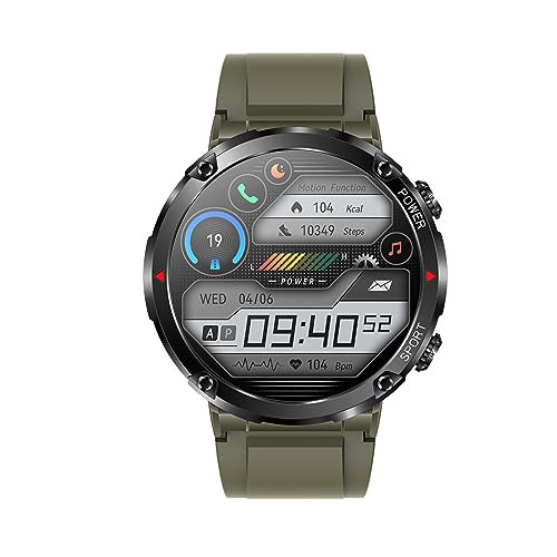 Smartwatch Herren Damen Wasserdicht Fitnessuhr Sportuhr Bluetooth-Anrufe mit Herzfrequenz-Schlafmonitor 8 Tage Lange Akkulaufze Itmehrfach Sportmodi für IOS Android Grün