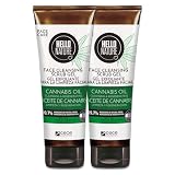 P-Beauty 2 exfoliantes faciales con aceite de semilla de cáñamo orgánico, gel exfoliante vegano para piel lisa y refinada, limpieza facial natural, cuidado facial contra impurezas, células muertas y