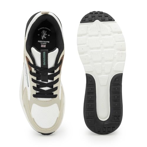 Image of Red Tape Men's Sneakers Black Pu Knit Rubber Printing Round Toe