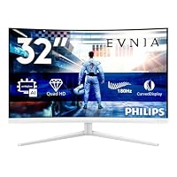PHILIPS Evnia 32M2C5501-32 Zoll Quad HD Curved Gaming Monitor, 180 Hz, 1 ms, FreeSync Premium, HDR10, Ambiglow (2560x1440, 2X HDMI 2.0, 1x DisplayPort 1.4) Weiss – Ansicht 2