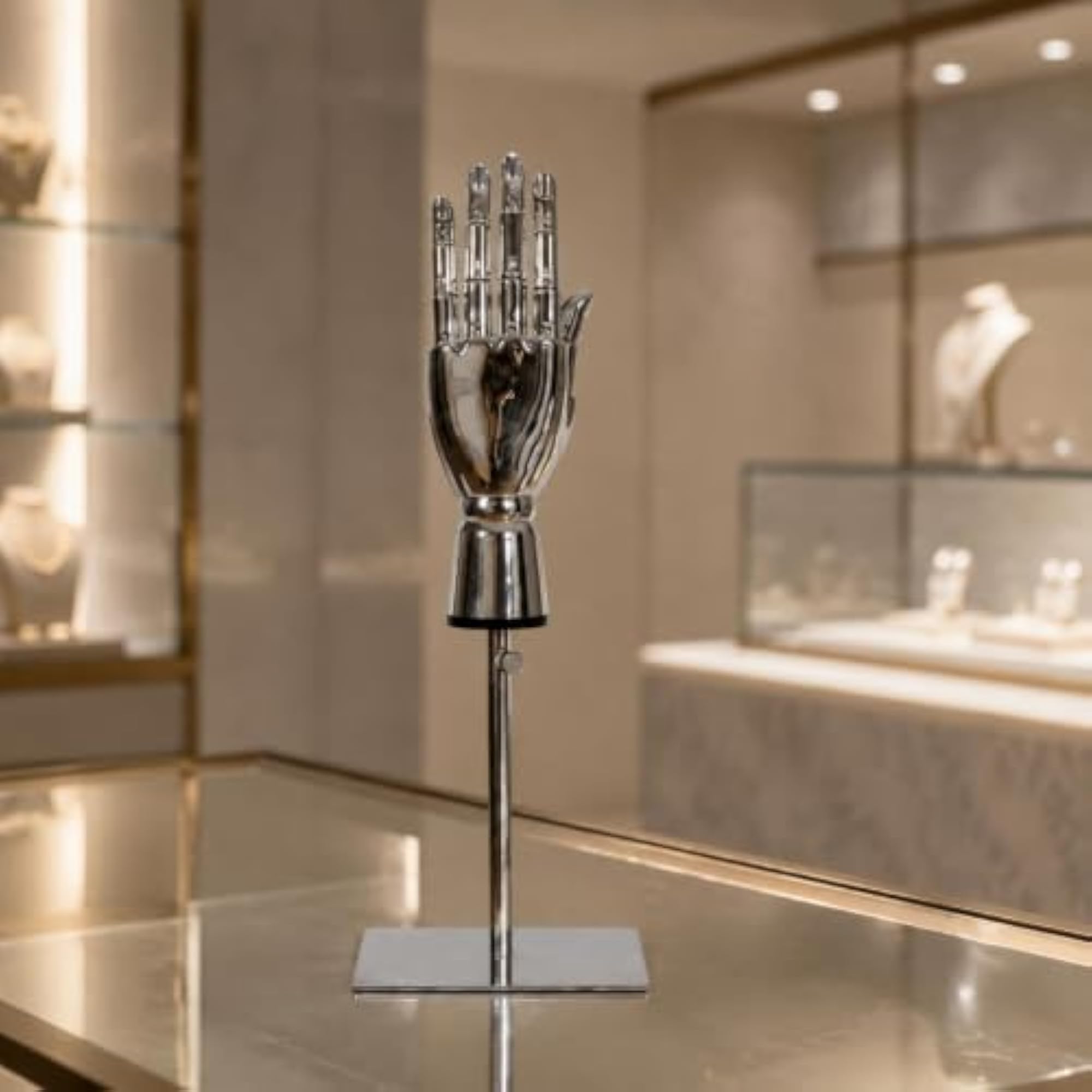 Hand Jewelry Display Stand with Electroplated Silver Finish