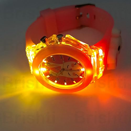 Image of Brishti 3D Cartoon Character Multicolored Glowing Digital Light and Girl's Analogue Wrist Watch | Unique 3D Cute Cartoon Character on Strap | Soft Silicone Strap | Suitable for Age 3-12 Year Kids