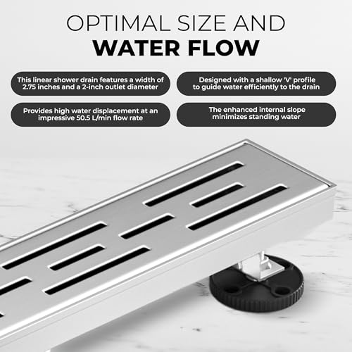 The Door Bull 24 Inch Linear Shower Drain - Removable Brick Pattern Grate by The Door Bull - Used condition - Image 4