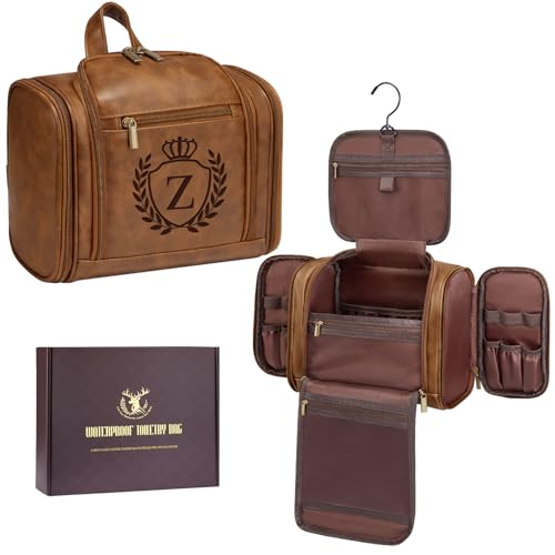 Aganmi Useful Christmas Birthday Gift for Men Unique Leather Toiletry Bag Z