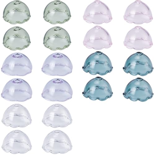 SUNNYCLUE 1 Box 20PCS 5 Colors 21MM Flower Beads Bulk Glass Flower Bead Caps Cone Jellyfish Charms Clear Bellflower Trumpet Floral Spacer Bead for jewellery Making Supplies DIY Wind Chimes Earring