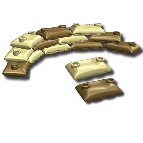 Custom Tan and Dark Tan Army Sandbags Designed for Toy Brick Minifigures