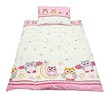 Ropa de cama infantil, 100 x 135 cm, 2 piezas, 100% algodón, diseño de búhos / ositos