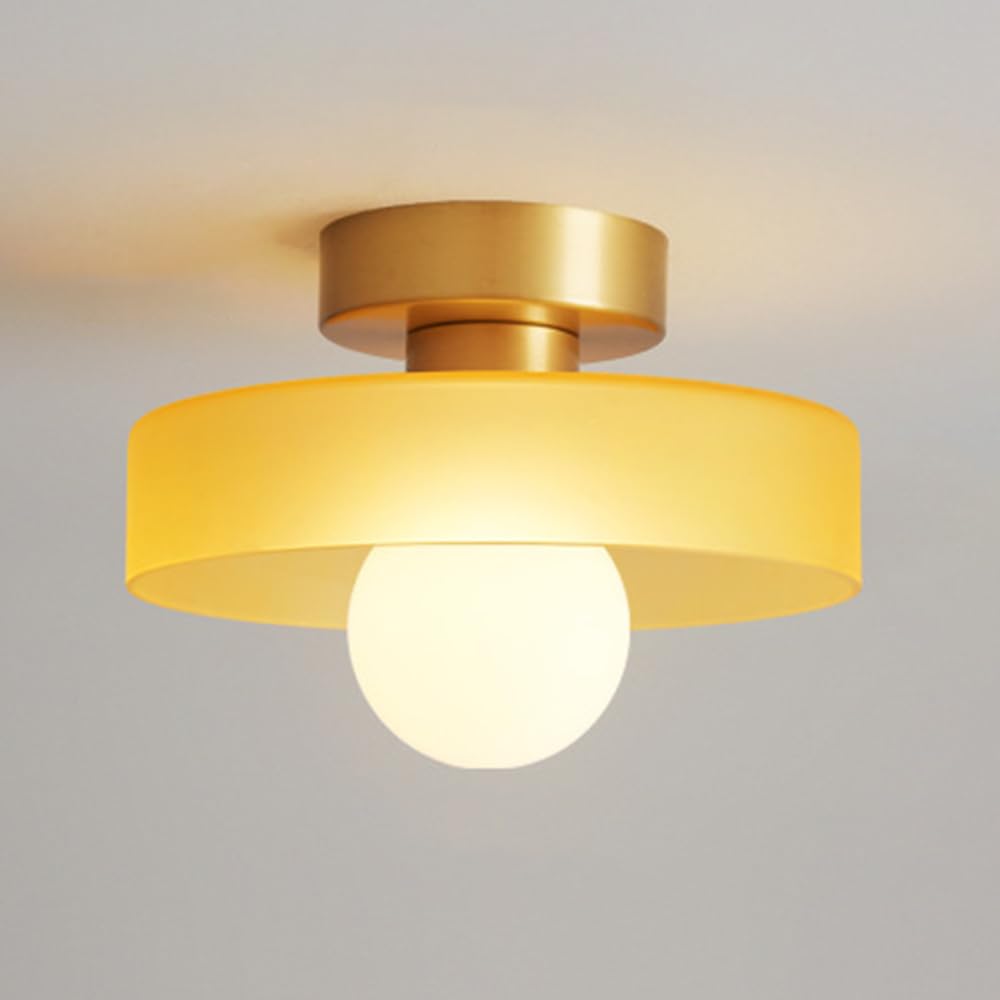 Générique Lampy sufitowe Nowoczesny styl skandynawski Okrągła, kremowa szklana lampa sufitowa idealna do sypialni, salonu, szatni, schodów lub korytarza oświetlenie sufitowe