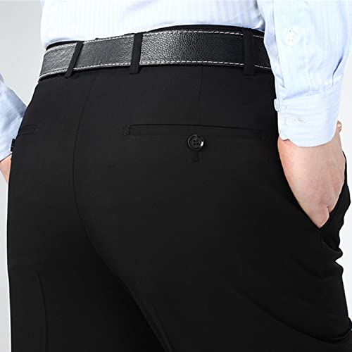 Men Business Suit Pants with Double Pleats Pleat-Front Dress Pant Hidden Expandable Waist Work Classic Fit Regular4