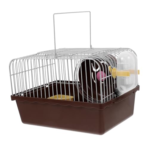 CIYODO Kleintier Transportkäfig Für Hamster Und Chinchillas Tragbar Mit Wasserflaschenhalter Hautfreundliches Material Braun Reise Für Kleine Haustiere