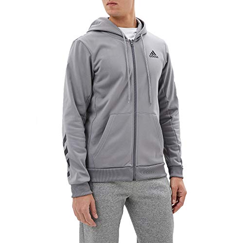 adidas Men's Team Issue Full-zip Hooded Sweatshirt (Grey/Grey/Core Black, Small)