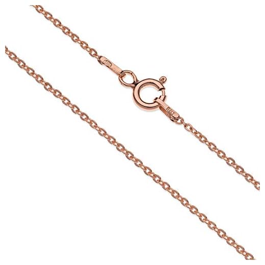 Aka Gioielli® - Cadena Mujer Fina Oro Rosa Plata De Ley Esterlina 925 - Collar Eslabones Forzada 1.4 mm Chapada en Oro - largo 40 cm