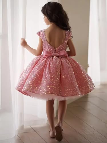 Tutu Pageant Gowns Sequin Flower Girl Dress Short Princess Dress Ball Gown2