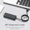 USB Hub, Multiport USB Splitter Adapter, 2 ft Long Cable USB 3.0 Hub, USB Extender for Laptop, PC, iMac, Surface Pro, MacBook, Mac Pro, Flash Drive, XPS, Mouse, HDD, Black, HJ-Black-0.5M-001