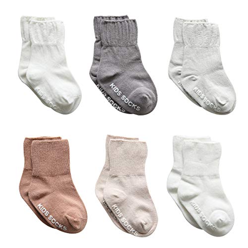 PUZXRRY Baby Boy Socks 6 Pack- Non Slip Grip Ankle Socks Anti Slip Crew Socks For Baby Toddlers Boys, Color 1, 6-12M