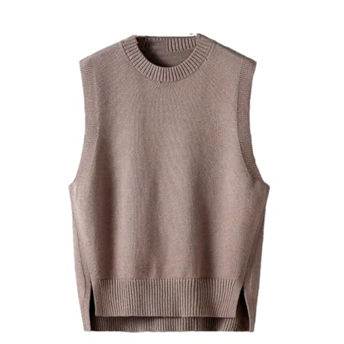 Dndrdhfb Men's Irregular Knitted Vest Y2k Sleeveless Sweater Round Neck Casual Loose Pullover Vest