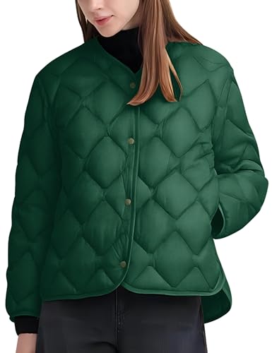 Little Donkey Andy Women's Lightweight Puffer Jacket with Recycled Insulation, Button Down Quilted Coats
