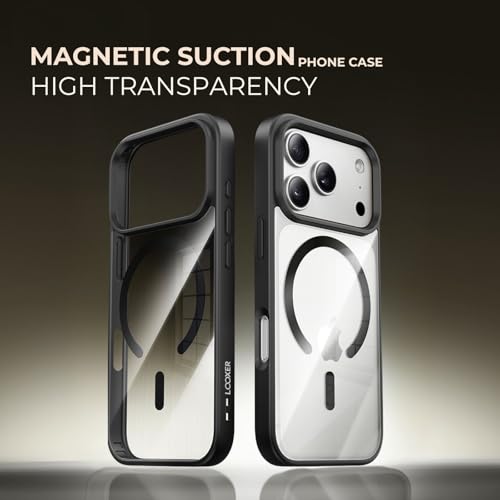 LOOXER® CrystalEdge Clear Case for iPhone 17 Pro Max (6.9”) | Ultra-Clear Anti-Yellowing MagSafe Cover with Shockproof Protection + Premium Screen Protector (Black, 17 Pro Max) - image 2