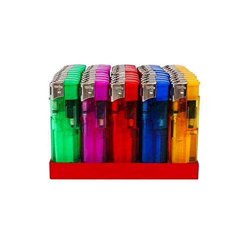 Mechero electrónico recargable con llama ajustable - Juego de 50 mecheros de colores