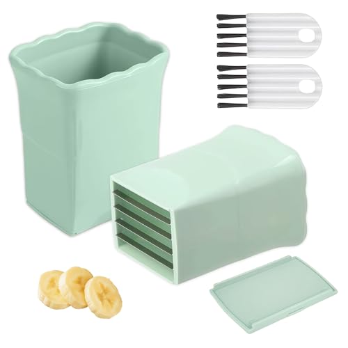 LUMOOM 2 tagliafrutta in acciaio inox, affettatrice per tazze, tazza di frutta, taglierina multifunzione, taglierina per fragole, banane e verdure (verde)